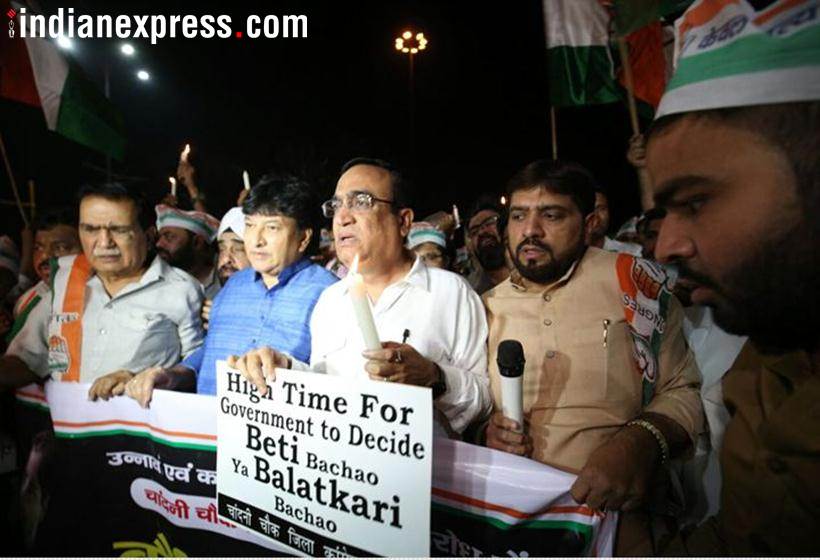 Kathua Unnao rape protest Delhi Mumbai
