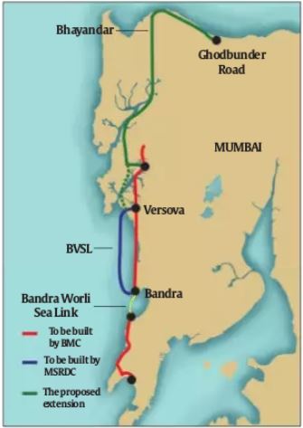 Coastal Road Mumbai Plan Map Coastal Road Will Be Extended To Ghodbunder From Bandra-Versova Sea Link |  Cities News,The Indian Express