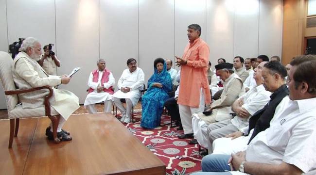 Prime Minister Narendra Modi at a meeting with MPs from northern states. (Source: Narendra Modi/ YouTube)