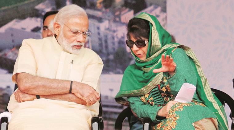 Prime Minister Narendra Modi with Jammu and Kashmir Chief Minister Mehbooba Mufti. (PTI/File)