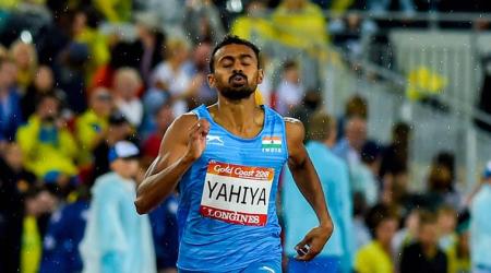 Gold Coast: India's Muhammed Anas Yahiya competes in the finals of men's 400 metres run during the Commonwealth Games 2018 in Gold Coast, Australia on Tuesday.  PTI Photo by Manvender Vashist  (PTI4_10_2018_000154B)
