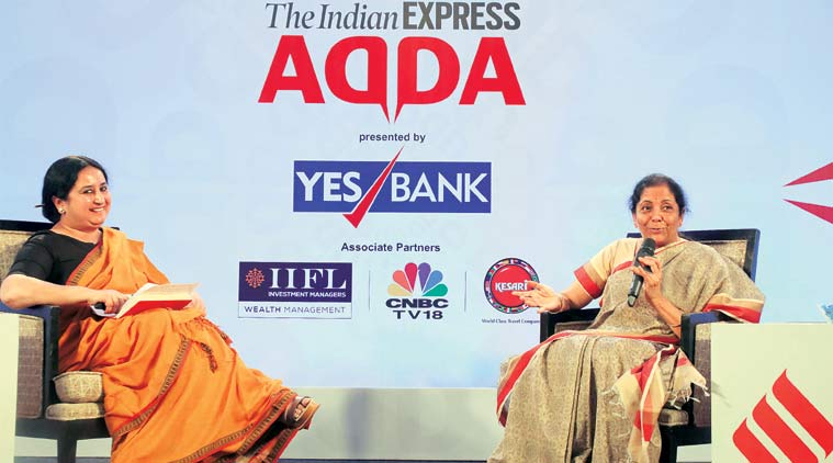 This govt has faced tonnes of questions, we’re continuously put on test: Nirmala Sitharaman at Express Adda