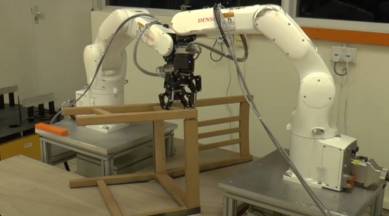 robot fixes IKEA chair, IKEA chair robot, robot ikea chair video, video of robot assembling ikea chair, ikea chair viral video,, viral videos, indian express, indian express news