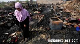 rohingya fire, rohingya shelter fire, rohingya refugees delhi, sarita vihar, madanpur khadar, rohingya shanties catch fire, delhi news, indian express