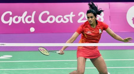 Gold Coast: India's P V Sindhu returns to Australia's Hsuan-Yu Wendy Chen during the Badminton womens singles round of 16 match at the Commonwealth Games 2018 in Gold Coast, on Thursday.  PTI Photo by Manvender Vashist (PTI4_12_2018_000046B)