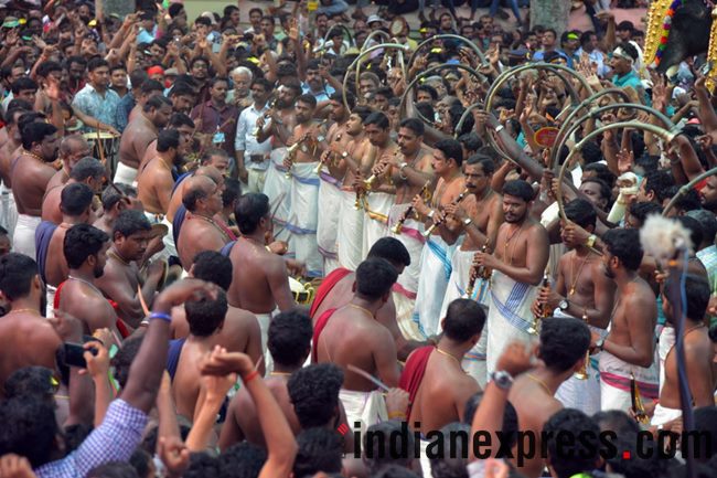 thrissur pooram, thrissur pooram 2018, thrissur pooram celebrations, thrissur pooram festival, thrissur pooram kerala, thrissur pooram celebrations kerala, thrissur pooram in malayalam, thrissur pooram elephants, indian express, indian express news