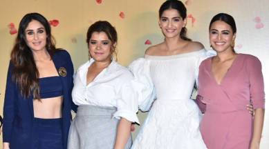 Veere Di wedding trailer launch, Kareena Kapoor Khan, Kareena Kapoor Khan fashion, Kareena Kapoor Khan Veere Di wedding look, Kareena Kapoor Khan latest photos, Sonam Kapoor Veere Di wedding fashion, Sonam Kapoor latest photos, indian express, indian express news