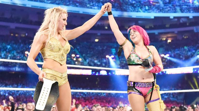 Charlotte celebrates with Asuka