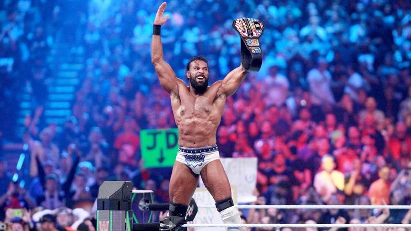 Jinder Mahal celebrates his victory