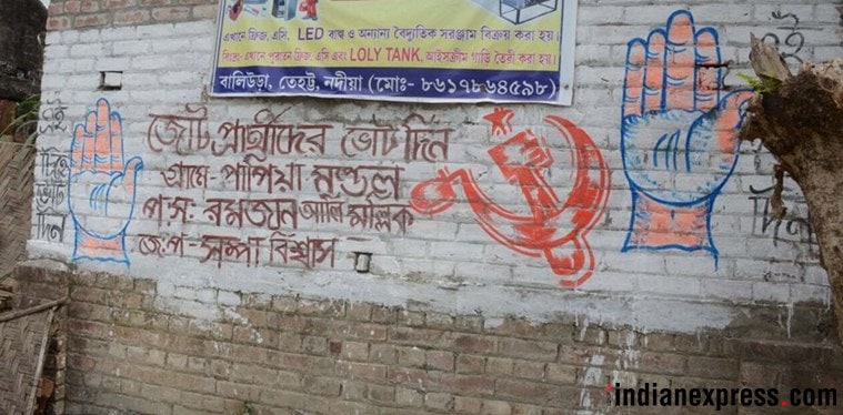 In Bengal pockets, saffron and red quietly share space