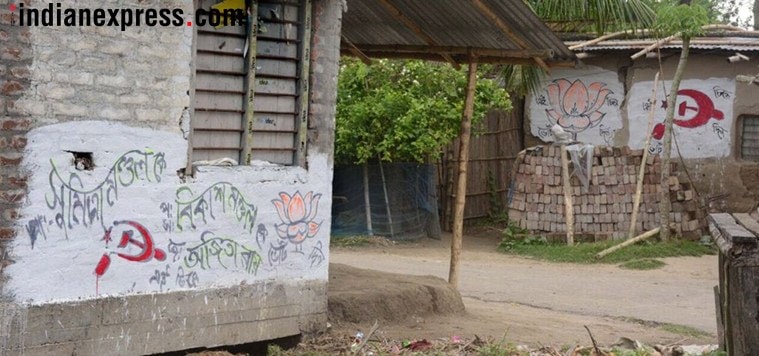 In Bengal pockets, saffron and red quietly share space