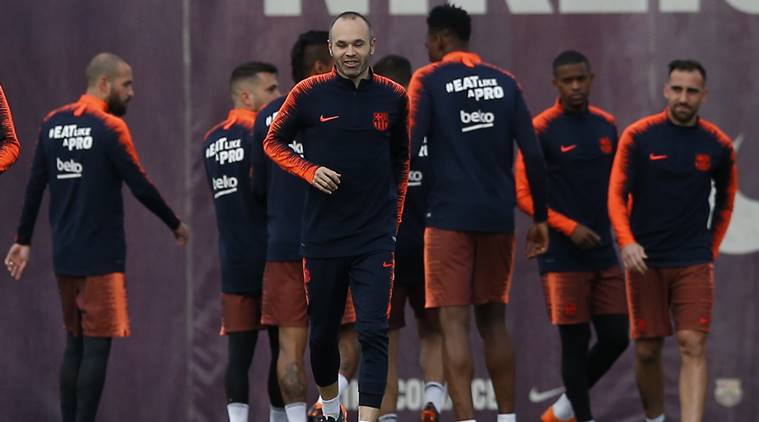 Barcelona's Andres Iniesta during training ahead of Real Madrid clash