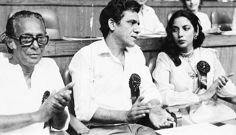 mrinal sen with om puri and shabana azami