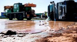 liquid chocolate, brown chocolate, liquid chocolate on highway, Polish private, western Poland, blocking traffic, Wrzesnia Slupca near Poznan, indian express