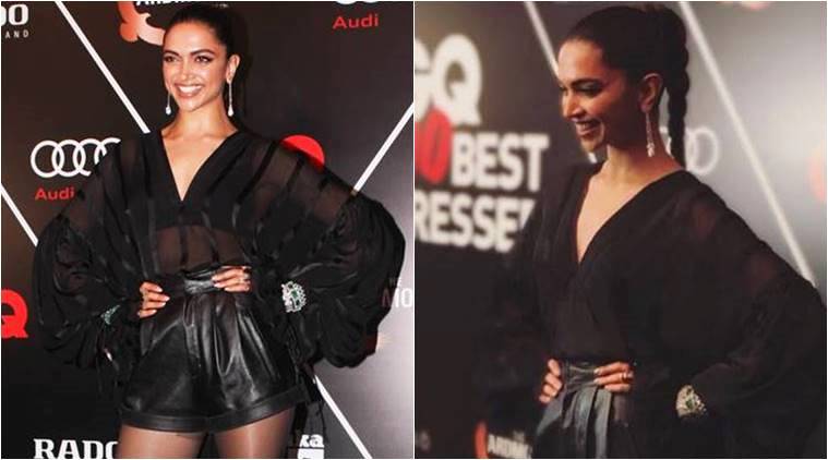 Deepika Padukone Is A Stunner In This All Black Sheer Faux Leather Combo At The Gq Best Dressed