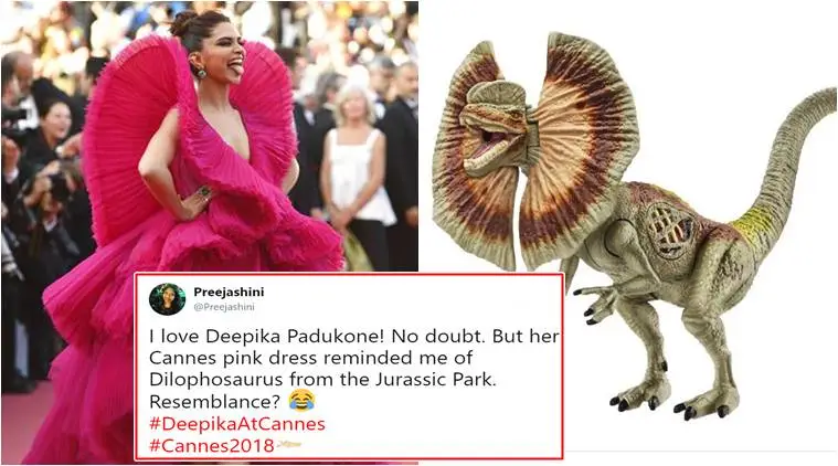Dilophosaurus from Jurassic Park': Deepika Padukone's pink gown reminds  Twitterati of the 'lizard-looking dinosaur' | Trending News,The Indian  Express