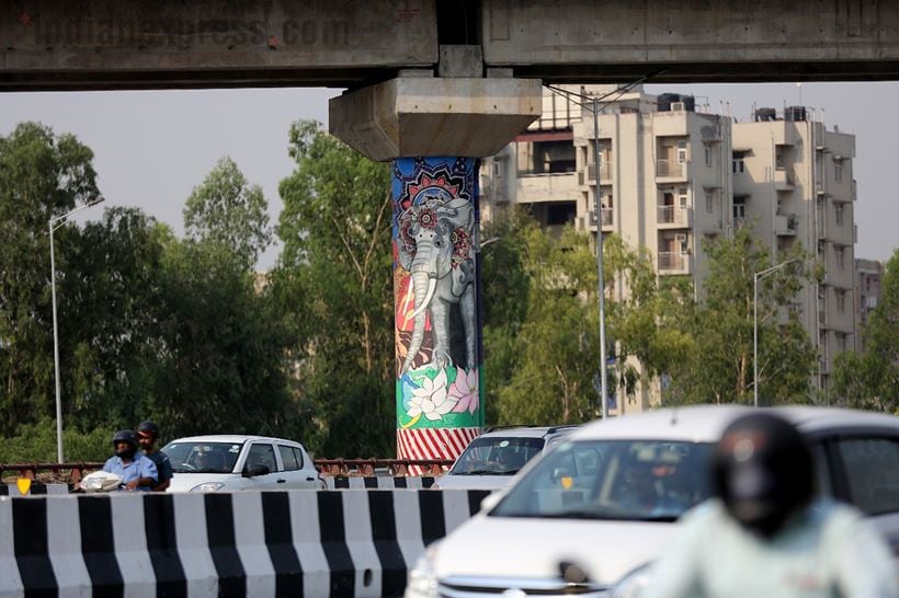 Delhi-Meerut Expressway, wall art, warli