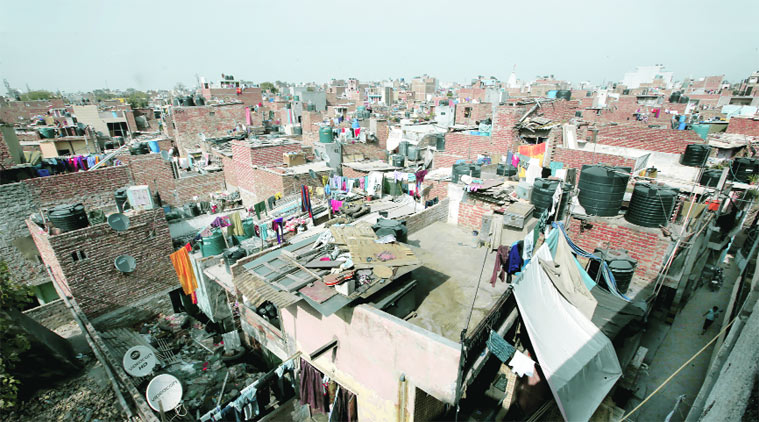 Six years ago, many residents of both slums were relocated after a survey found that the land they lived on belonged to the New Delhi Municipal Council (NDMC) and the South civic body. (Representational/Express photo/Ravi Kanojia)