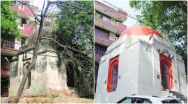 tomb to temple, delhi monument converted into temple, south delhi, humayunpur, medieval tomb made painted saffron, indian express