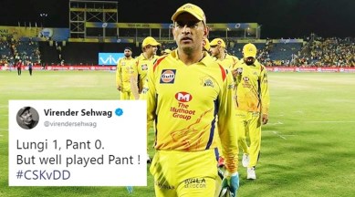 IPL 2018: Sehwag leads the pack celebrating CSK's win over DD with  hilarious 'Lungi vs Pant' puns | Trending News,The Indian Express