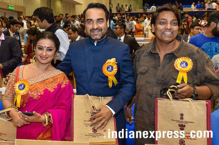 Divya Dutta, Pankaj Tripathi and Ganesh Acharya at National Film Awards 2018