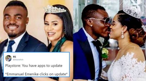 Reekado Banks, Emmanuel Emenike, footballer marries miss Nigeria 2014, miss Nigeria 2014, upgrade twitter joke, Emmanuel viral photo. Emmanuel twitter joke, indian express, indian express news