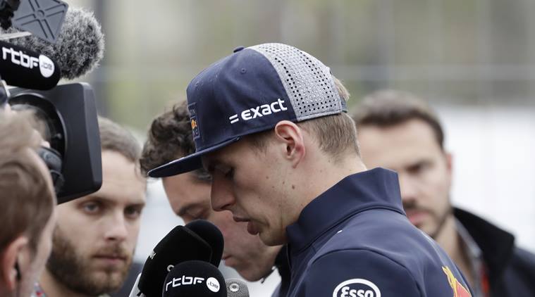 Red Bull driver Max Verstappen answers journalists questions after Azerbaijan Grand Prix