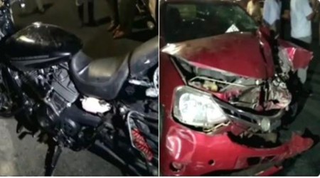 delhi biker hit on DND, harley biker hit on dnd, harley davidson accident, dnd flyway accident, ayushman puri, delhi man hit by car, biker falls in yamuna