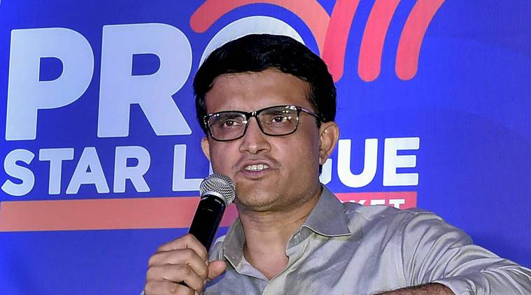Former Indian cricket team captain Sourav Ganguly speaks during a ceremony to unveil the trophy of 'Pro Star League', in Kolkata