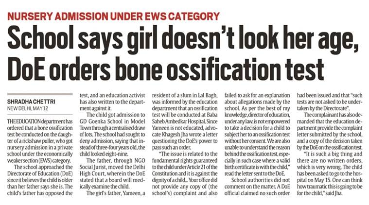 The Indian Express report dated May 13.