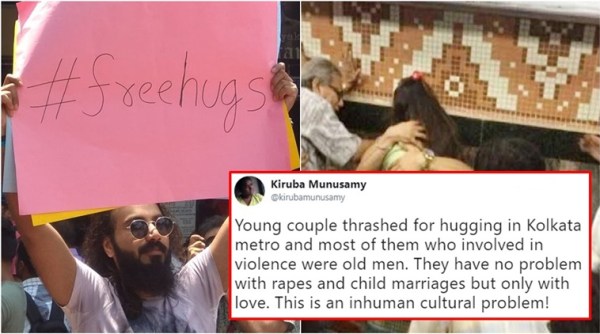 kolkata metro couple, kolkata couple hugging thrashed, kolkata protests, kolkata metro couple hugging protests, protests in Kolkata, Kolkata news, Kolkata couple hugged in metro, Kolkata couple in metro, kolkata couple in metro hugging beaten up, Indian express, Indian express news