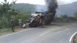 Truck set ablaze for extortion at Manipur