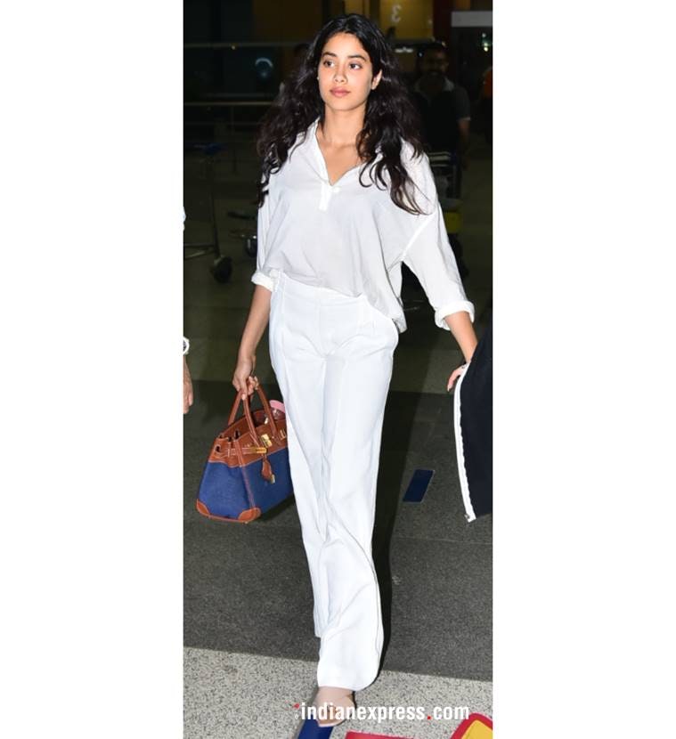 Janhvi Kapoor, Janhvi Kapoor latest photos, Janhvi Kapoor fashion, Janhvi Kapoor airport style, Janhvi Kapoor western outfits, Janhvi Kapoor pantsuits, indian express, indian express news