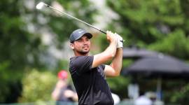 Jason Day watches his shot from the fourth tee during the third round of the Wells Fargo Championship