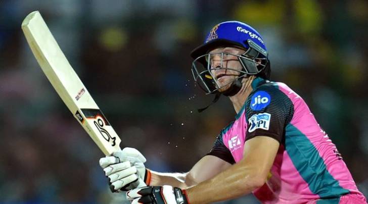Rajasthan Royals' Jos Buttler plays a shot against Chennai Super Kings during IPL T20 cricket match in Jaipur