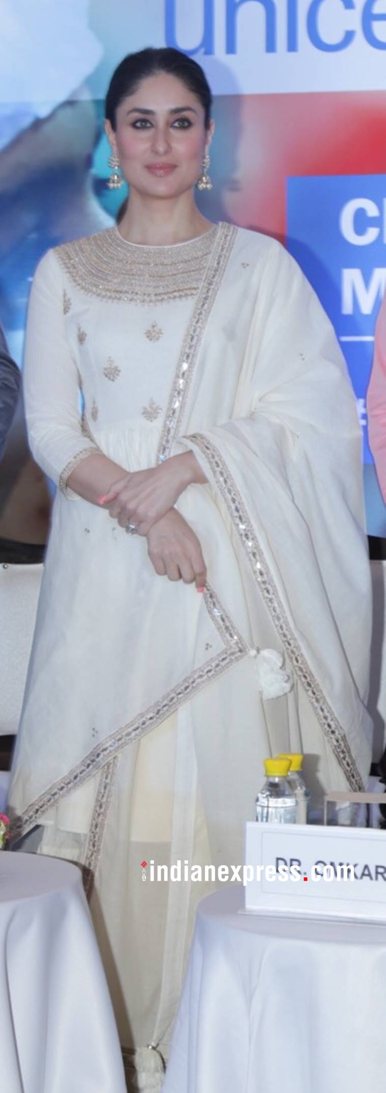 Kareena Kapoor Khan, Kareena Kapoor Khan latest photos, Kareena Kapoor Khan fashion, Kareena Kapoor Khan Punit Balana, Kareena Kapoor Khan UNICEF event, Kareena Kapoor Khan cream sharara, indian express, indian express news