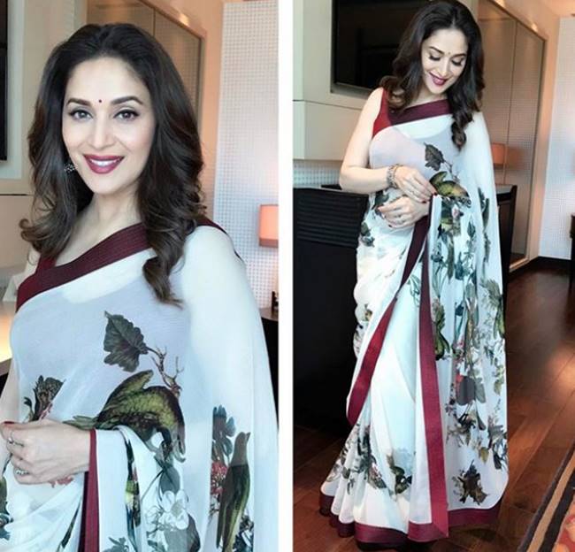 Madhuri Dixit, Madhuri Dixit birthday looks, Madhuri Dixit latest photos, Madhuri Dixit fashion, Madhuri Dixit smile, Madhuri Dixit saris, Madhuri Dixit ethnic saris, indian express, indian express news