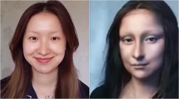 Mona lisa, artiste recreates mona lisa, vlogger make up mona lisa, viral video, mona lisa viral video, indian expres, indian express news