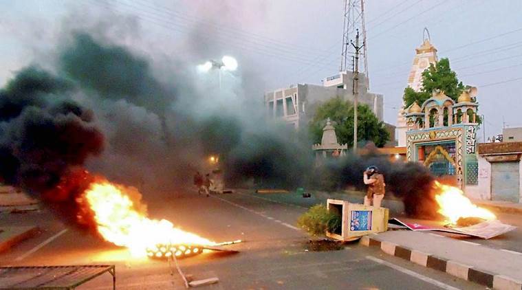 A scene after violent clashes between farmers and the police at Pipliya in Mandsaur district of Madhya Pradesh last year.