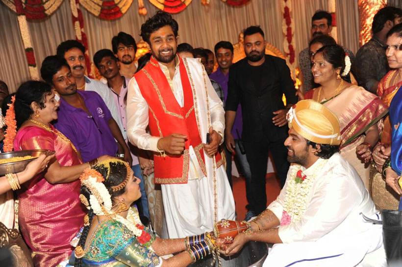 Dhruva Sarja at Kannada actors Meghana Raj and Chiranjeevi Sarja wedding