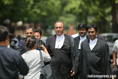 Advocate Mukul Rohatgi outside the Supreme Court on Saturday. (Express photo/Tashi Tobgyal)