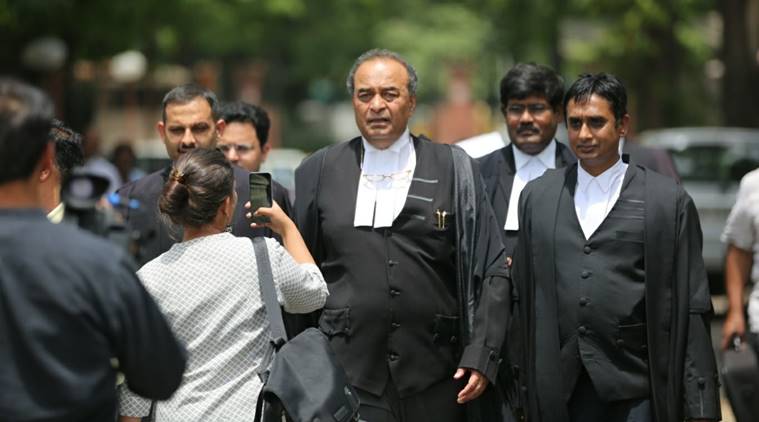 Advocate Mukul Rohatgi outside the Supreme Court on Saturday. (Express photo/Tashi Tobgyal)