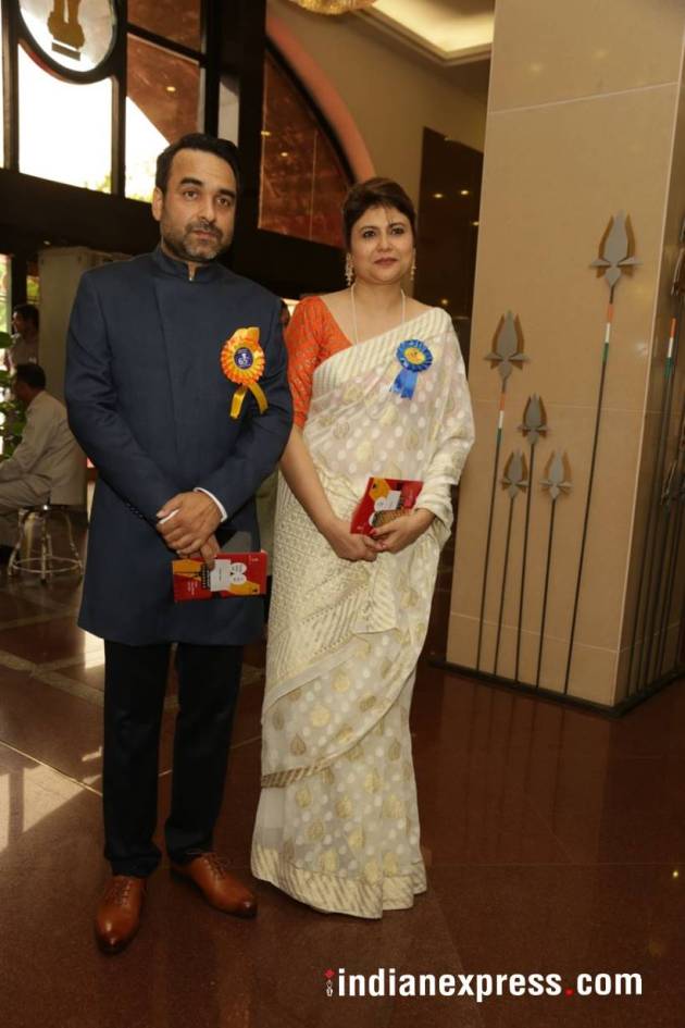 Pankaj Tripathi with his wife at the National Film Awards