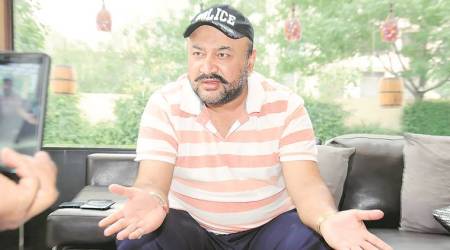 SHO Parminder Singh Bajwa at a press conference.  Express