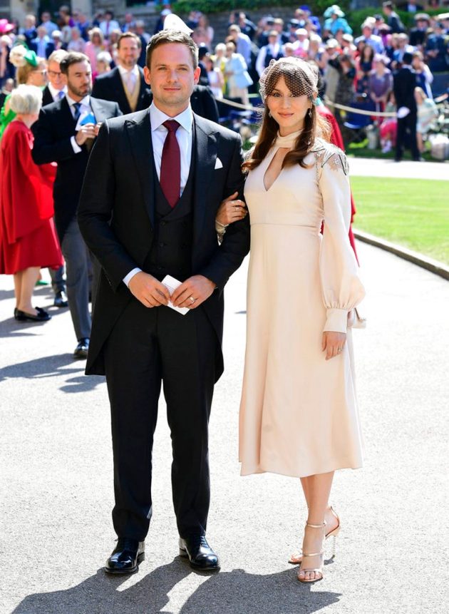 Suits actor Patrick J. Adams and wife Troian Bellisario at meghan markle and prince harry wedding
