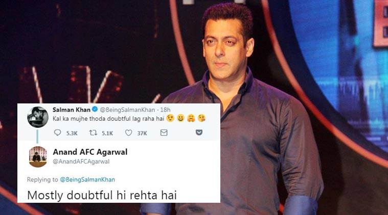 Salman Khan tweets ‘Kal ka mujhe thoda doubtful lag raha hai