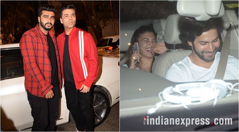 varun dhawan, arjun kapoor and karan johar at anil kapoor's house
