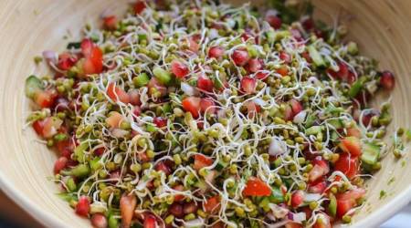 express recipe, Sprouted Moong Dal Salad, Sprouted Moong Dal Salad recipe, sprout recipes, salad recipes, Recipe of Sprouted Moong Dal Salad, indian express, indian express news