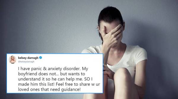 woman lists out points to explain anxiety to boyfriend, woman anxiety list, woman depression list for boyfriend, explain depression, panic attack, explain anxiety, mental illness, indian express, indian express news