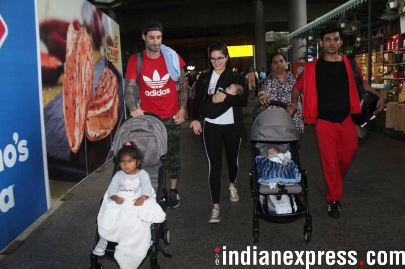 Sunny Leone family at Mumbai airport